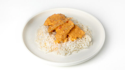 Индейка в перечном соусе и рисом басмати с базиликом