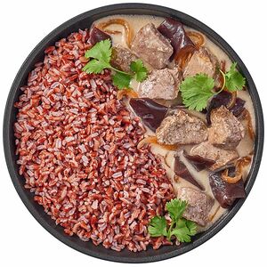 Индейка в соусе из копченого кокоса с бурым рисом Перекрёсток Select, 230 г