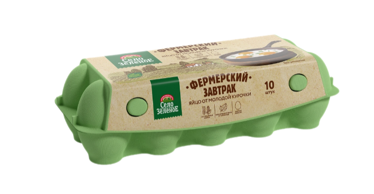 

Яйца куриные Село Зелёное Фермерский завтрак С2 10шт 500г