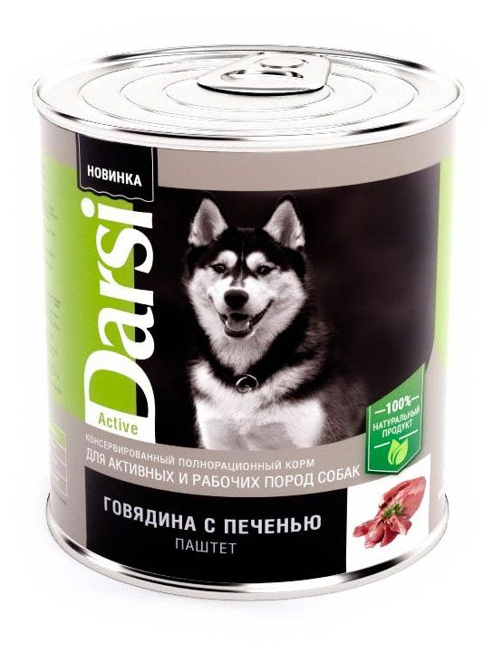 

Корм для собак паштет Darsi Говядина и печень, 850 г