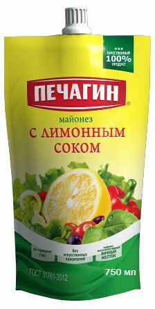 Майонез ПЕЧАГИН с лимонным соком 50%, 750мл