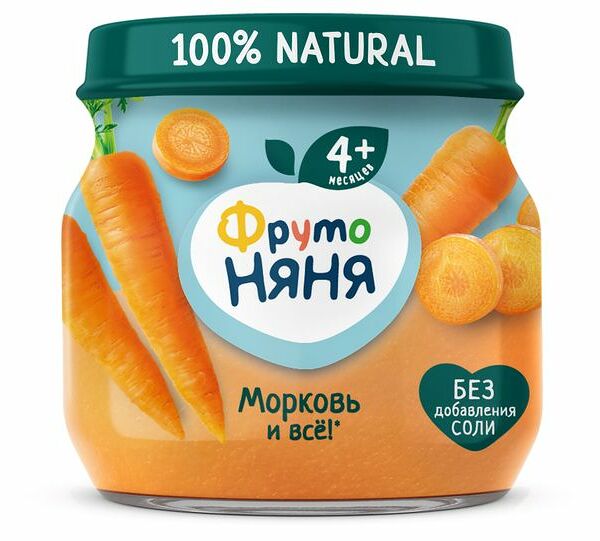Пюре овощное ФрутоНяня морковь с 4 месяцев 80г