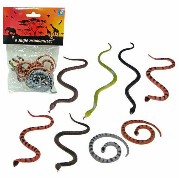 Набор игрушек 1 Toy В мире животных Змеи, цвет в ассортименте, 12 шт.