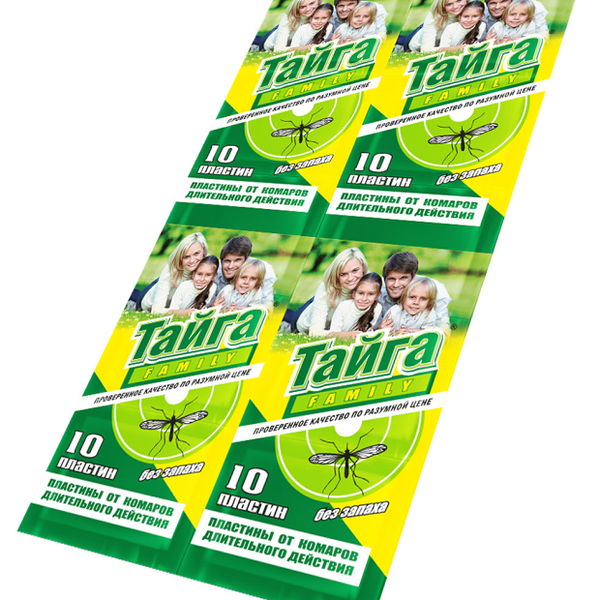 Пластины от комаров длительного действия без запаха 10 шт ТМ Тайга