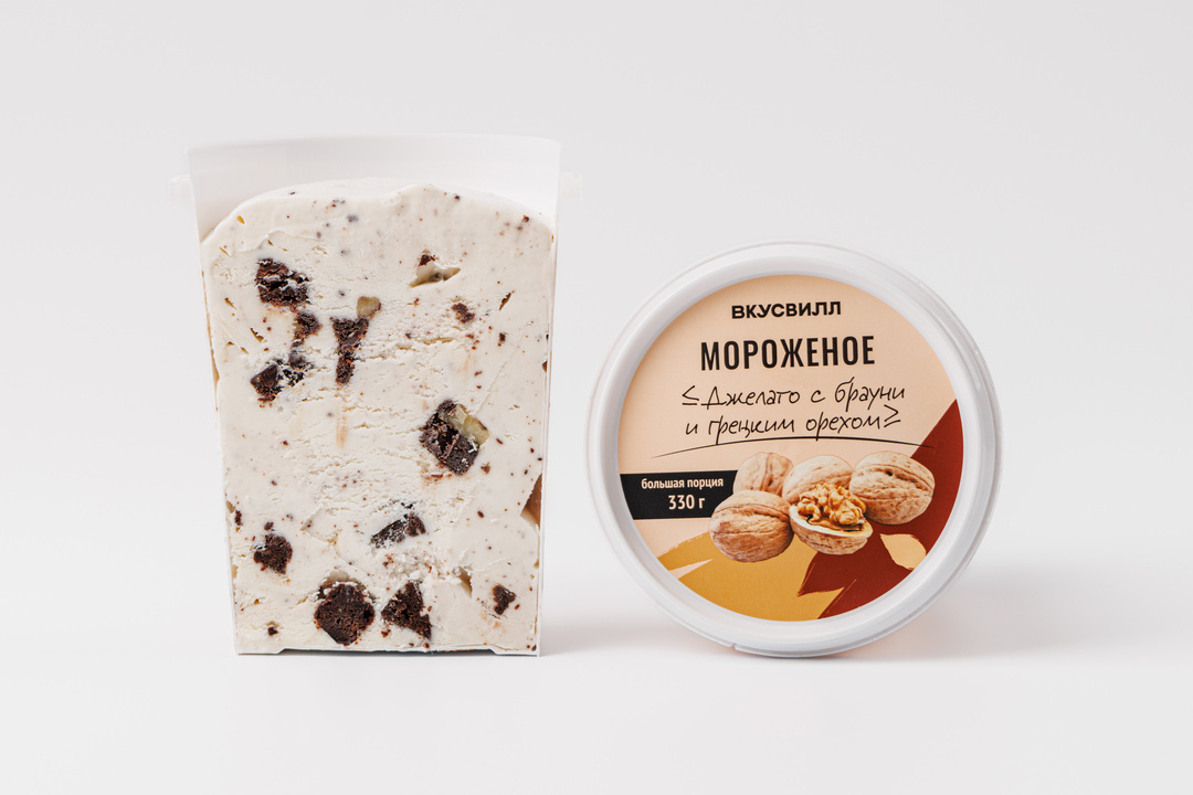 

Мороженое ВкусВилл Джелато с Брауни и грецким орехом 330 г