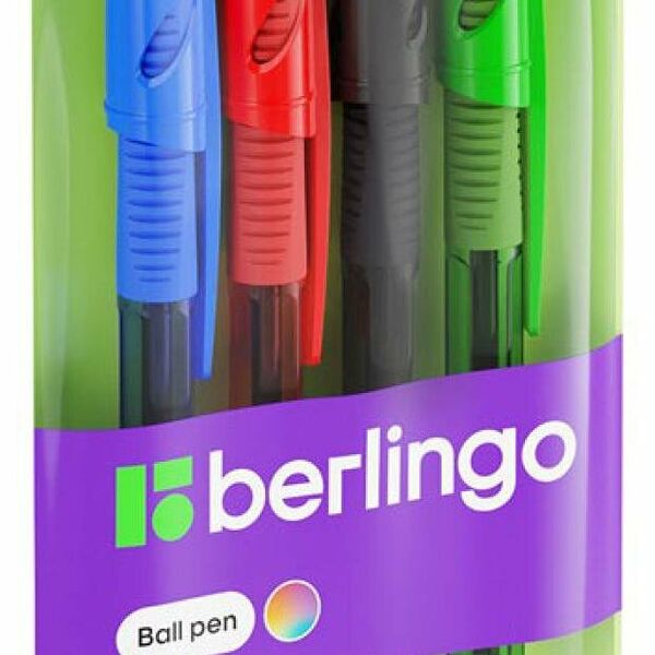 Набор шариковых ручек Berlingo Tribase Fuze синие 0,7 мм, 4 шт