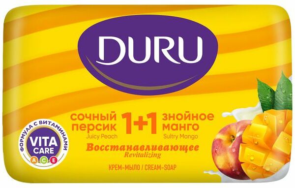 Мыло Duru 1+1 сочный персик и знойное манго, восстанавливающее