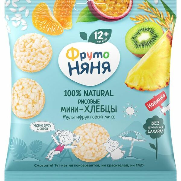 Мини-хлебцы рисовые ФрутоНяня Мультифруктовый микс с 12 мес., 30 г