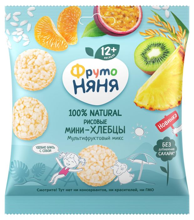 

Мини-хлебцы рисовые ФрутоНяня Мультифруктовый микс с 12 мес. 30 г