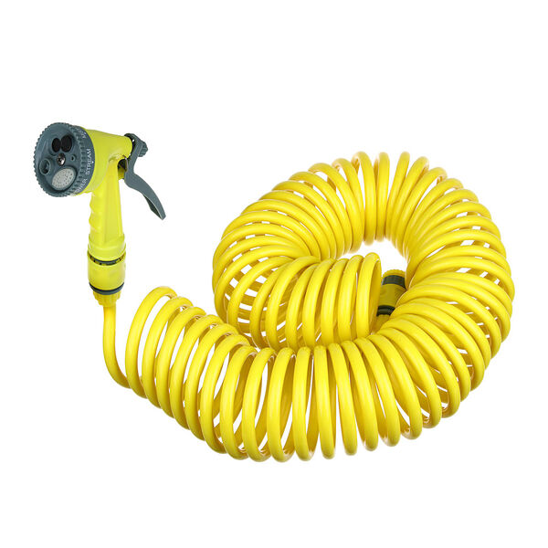 Inbloom шланг спиральный для полива, 15м, 5 режимов, быстросъемный соединитель, пвх