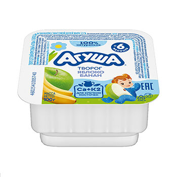 Творог детский фруктовый Агуша Яблоко-Банан 3.9% с 6 месяцев 100 г