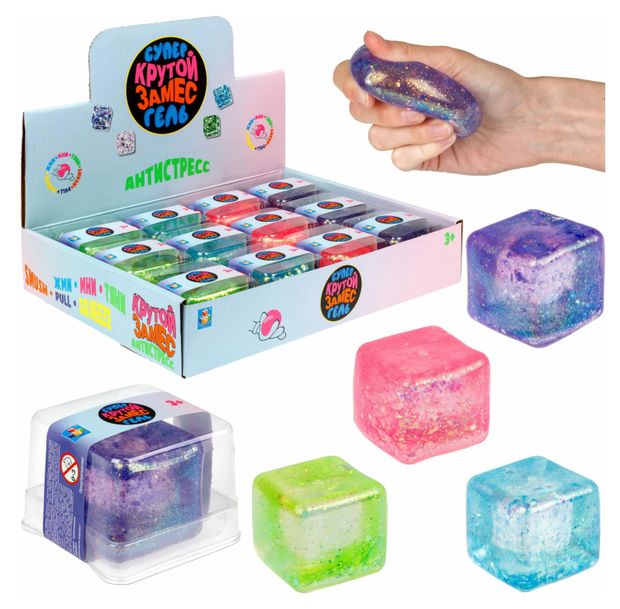 

Игрушка 1toy Крутой замес Супергель куб 4цв в ассортименте, в ПВХ коробке