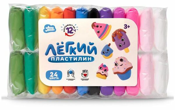 Пластилин легкий Лепи Легко, 24 цвета 220 гр