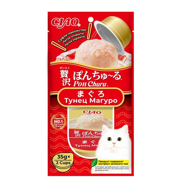 Лакомство для кошек INABA CIAO PON CHURU Суфле из тунца магуро, 70г