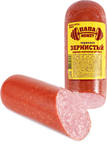 

Колбаса копчено-вареная Папа может сервелат Зернистый 350 г