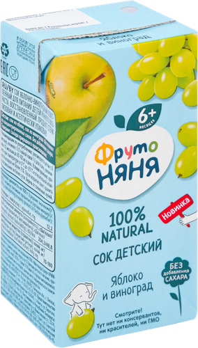 

Сок ФрутоНяня Яблоко-виноград с 6 месяцев 200 мл