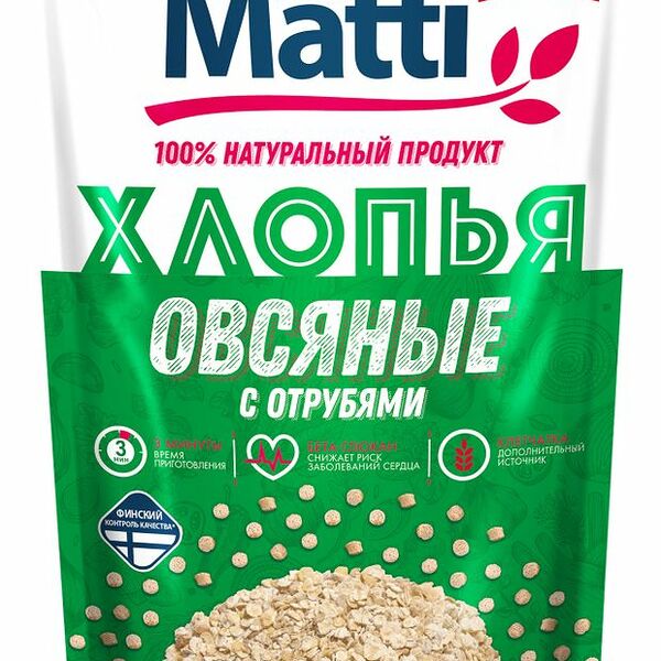 Хлопья овсяные Matti с отрубями 400г