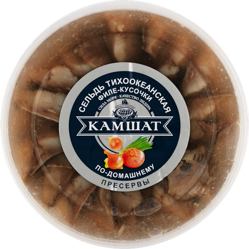 

Сельдь Камшат филе-кусочки в маринаде по-домашнему 490 г