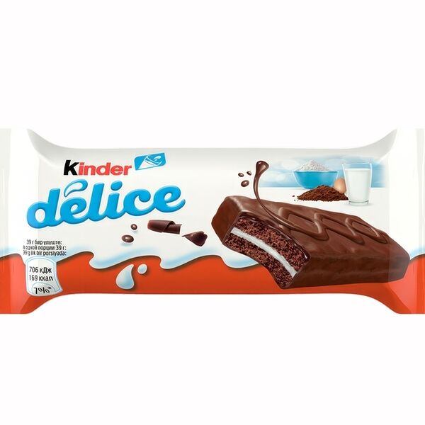 Бисквитное пирожное в шоколадной глазури Kinder Delice, 39 г