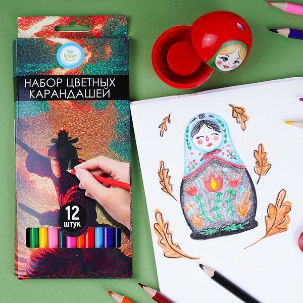Набор цветных карандашей, Kid`s Fantasy, 12 шт., в ассортименте