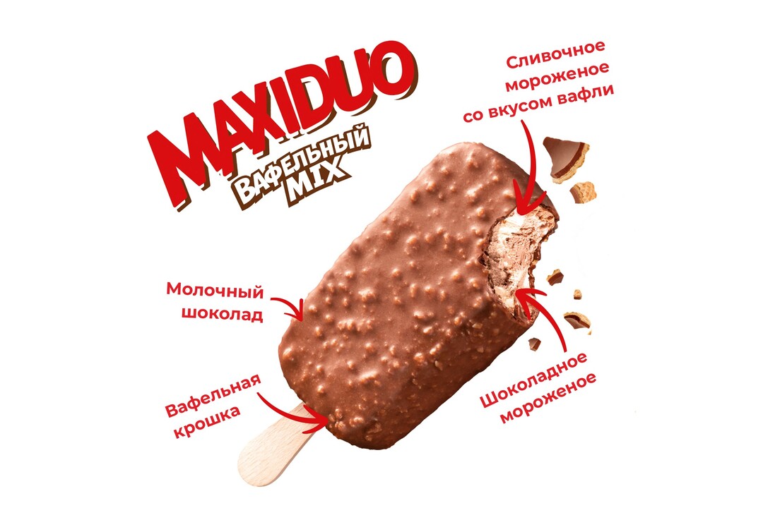 

Мороженое Maxiduo вафельный mix 63 г