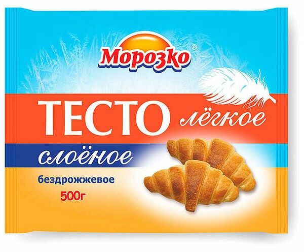 Тесто слоеное Морозко Легкое бездрожжевое замороженное