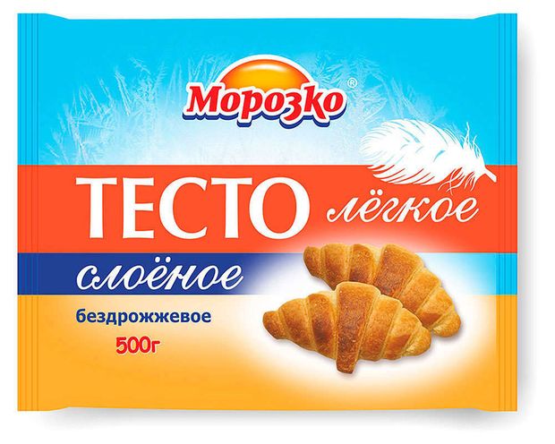 

Тесто слоеное Морозко Легкое бездрожжевое замороженное 500 г