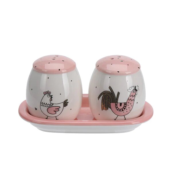 

Набор солонка и перечница Петух и курочка на подставке 2 шт.