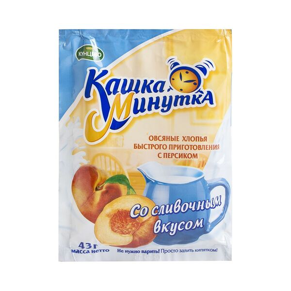 Хлопья овсяные Кашка-минутка с персиком и сливками 43г
