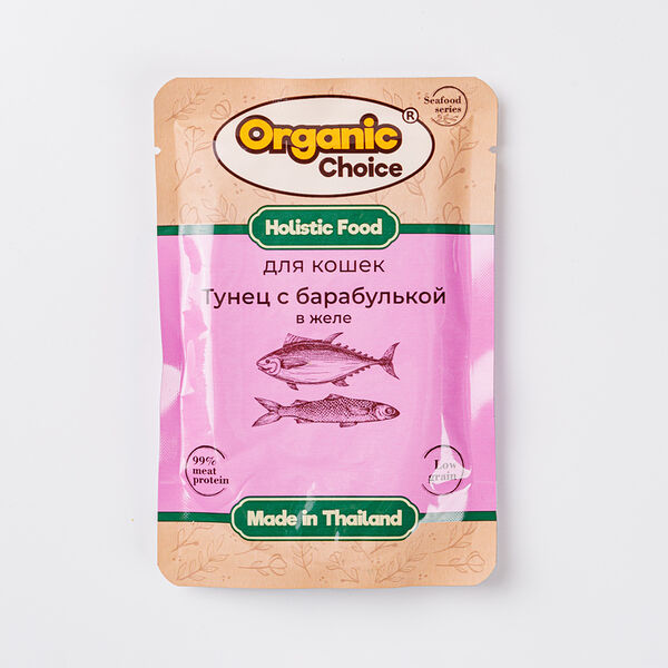 Влажный корм Organic Choice Low Grain с тунцом и барабулькой в желе для кошек 70 г