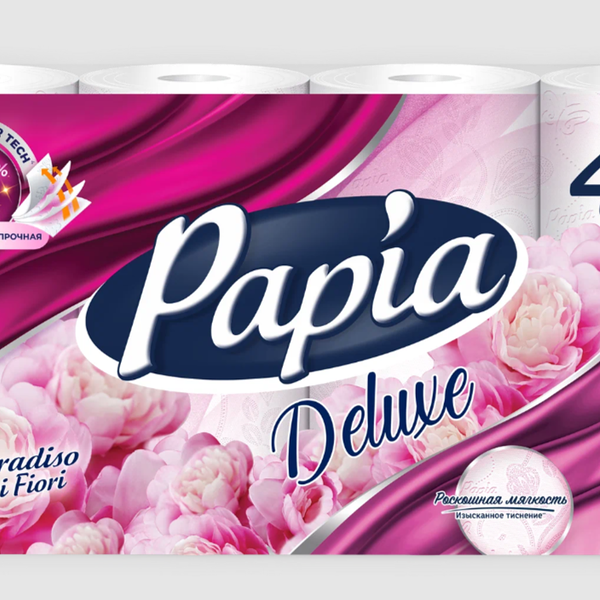 Туалетная бумага Papia Deluxe Paradiso dei Fiori 8 рулонов 4 слоя