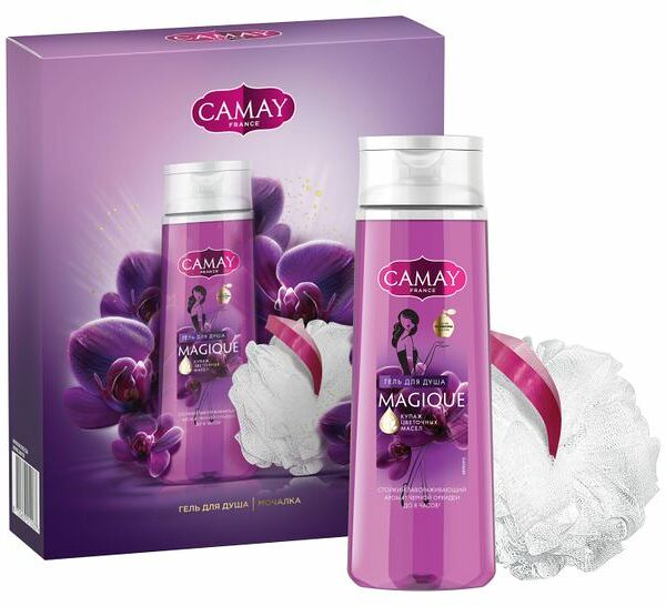 Подарочный набор Camay Magique Гель для душа 250 г + Мочалка