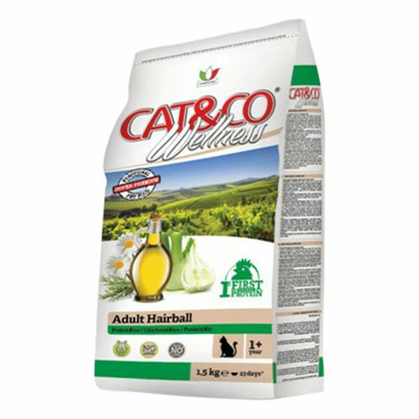 Wellness Cat&Co Adult Hairball корм для взрослых кошек для вывода шерсти Курица и рис, 400 г.