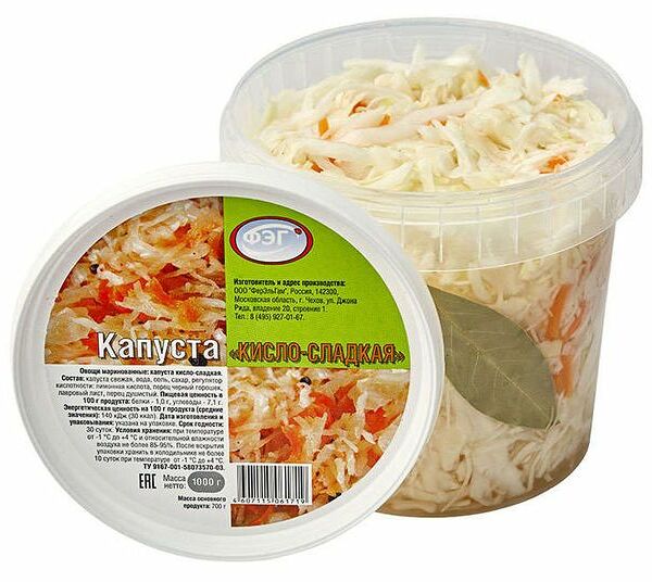 Капуста маринованная ФЭГ кисло-сладкая 1кг