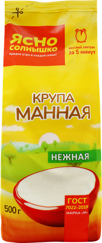 

Крупа манная Ясно cолнышко Нежная 500 г
