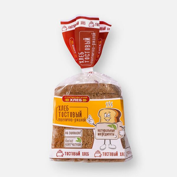 Хлеб СОРМОВСКИЙ ХЛЕБ Тостовый с ржаной мукой на закваске нарезанная часть изделия 300г