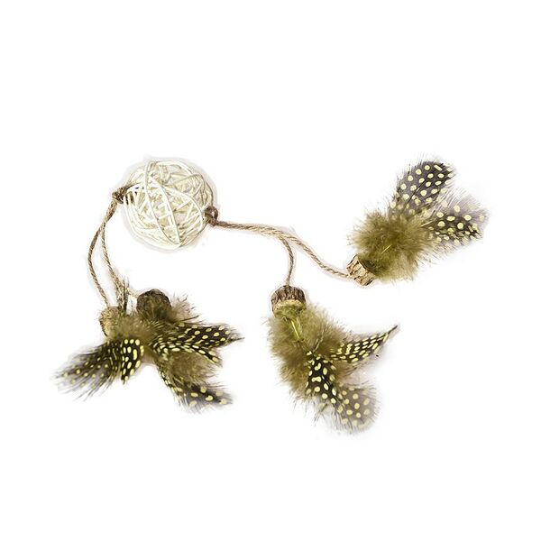 Игрушка для кошек FOXIE Naturalness Шарик с перьями на веревках 17х5х5 см