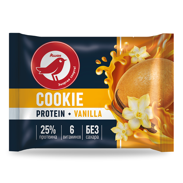 Печенье Ашан Красная птица протеиновое с ванильным вкусом