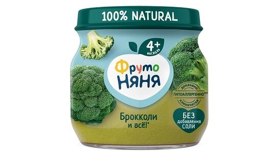 Пюре овощное ФрутоНяня Брокколи с 4 месяцев, 80г