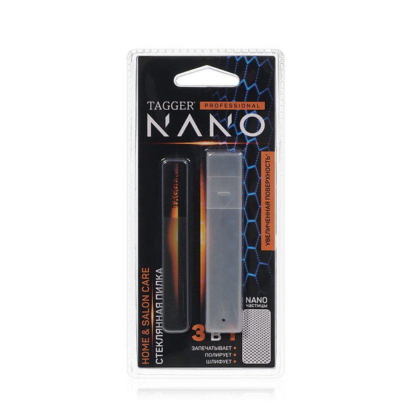 Стеклянная пилка Tagger Nano 3 в 1 90 мм прямоугольная, в чехле