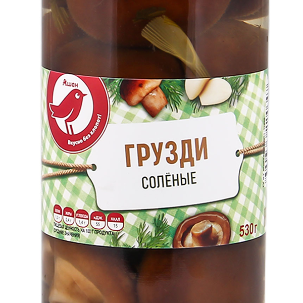 Грузди АШАН Красная птица соленые