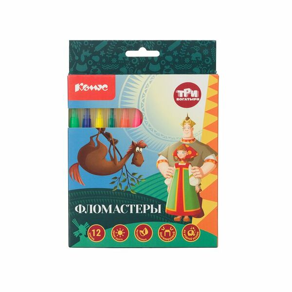 Фломастеры Три Богатыря набор 12 цветов