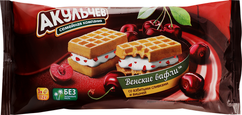 

Вафли венские Акульчев Взбитые сливки с вишней 112 г