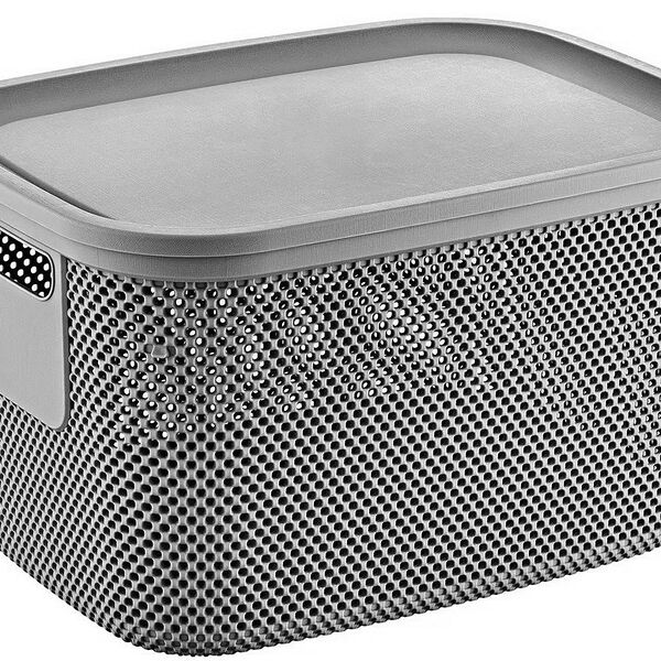 Корзина для хранения Hobby Life Nickel серая с крышкой 28.5 х 38 х 22.2 см, 18 л