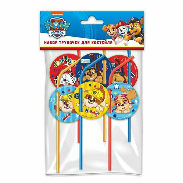 Трубочки для коктейля ND PLAY Щенячий патруль, 6шт