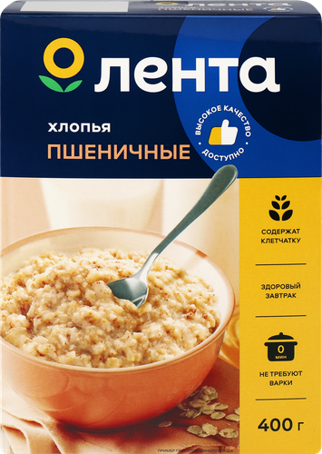 

Хлопья пшеничные ЛЕНТА из цельного зерна, не требующие варки, 400г