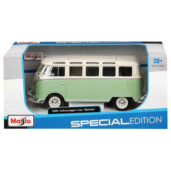 Машинка die-cast Volkswagen Van Samba 1:25 зеленая открывающ двери Maisto 31956GN
