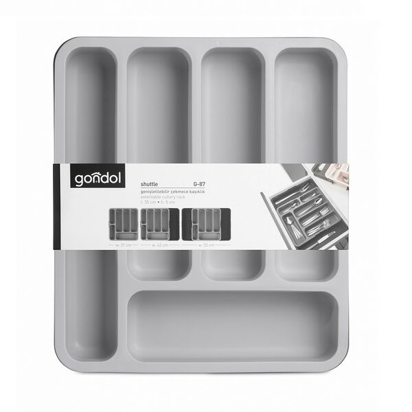 Лоток раздвижной для столовых приборов Gondol, пластик 35х31х5 см.