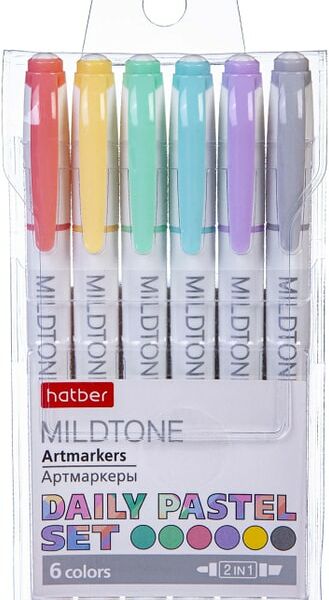 Набор арт-маркеров Hatber Mildtone Pastel двухсторонний 6 цветов
