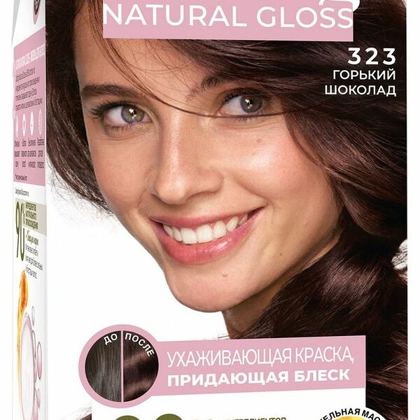 L'Oreal Paris Краска-уход для волос без аммиака Casting Natural Gloss, оттенок 323, Горький шоколад
